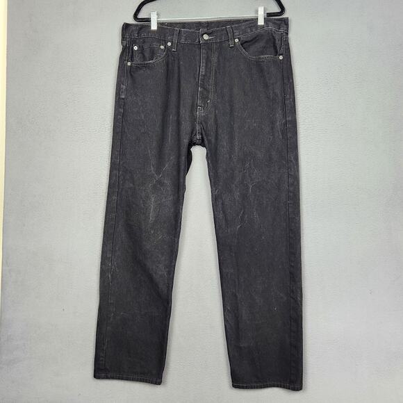 Levi's 505 Jeans Mens 38x30 Black Straight Leg Regular Fit Zip Fly Red Tab - Picture 1 of 16